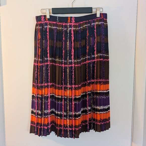 J. Crew Plaid Midi Pleated Skirt, Size 12P - Picture 1 of 2